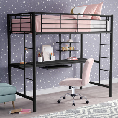 Milie Metal Loft Bed with Bookcase by Mack & Milo™
