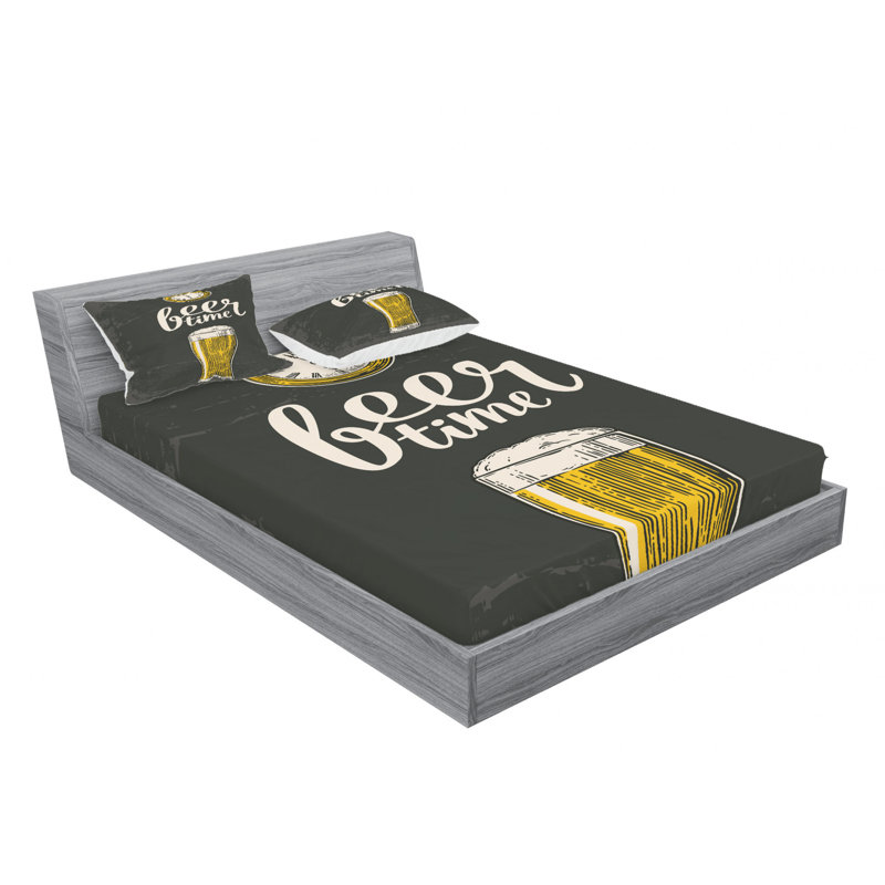 Ensemble de draps en verre Beer Time, Ensemble de drap pour grand lit avec drap-housse