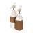 Abad Wooden Bird Brown Decorative Sculpture with White Distressed Buoy Posts Set