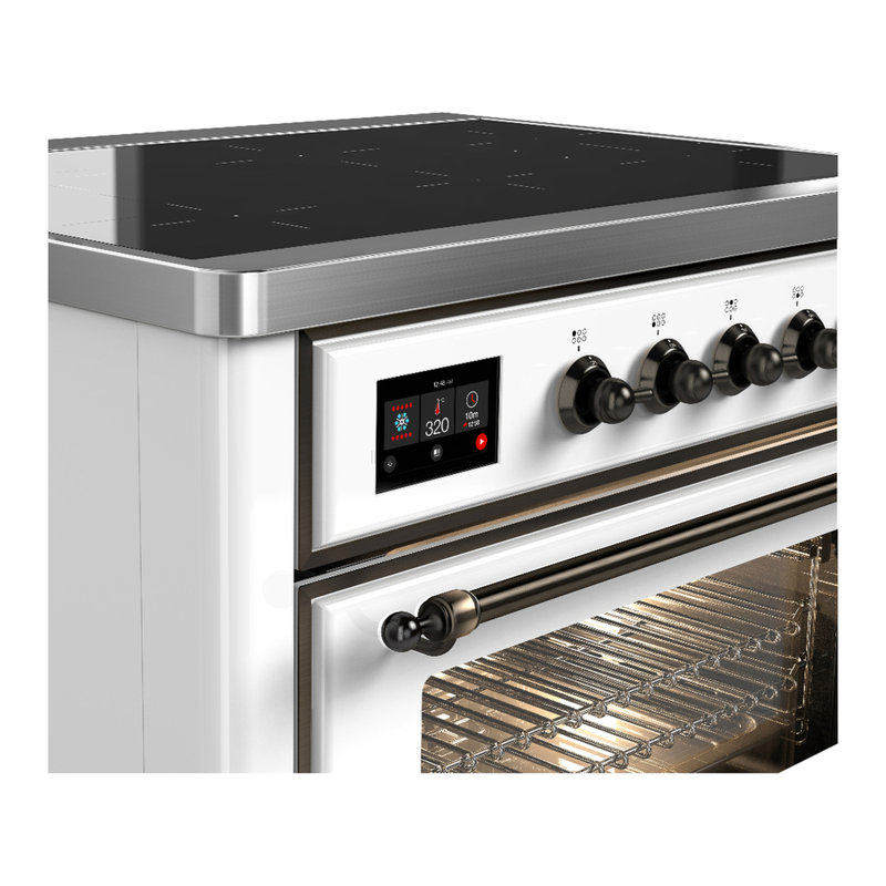 Majestic III Series 36 Inch Induction Range with 6 Induction Elements in White (Burnished Trim), White, Burnished