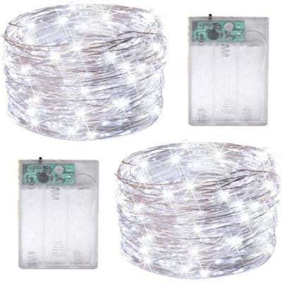 Fairy String Lights Silver Wire 20 LED Battery Operated Twinkle Waterproof Decorative Lights, 2 Pack