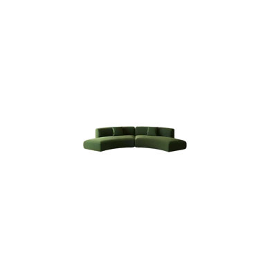Olive green semicircle with curved sofa