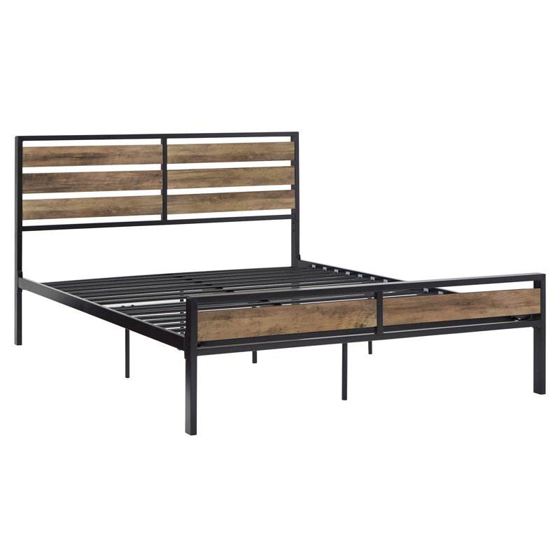Lit plateforme en fer, Grand, Noir