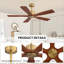 Ventilateur de plafond intérieur standard à moteur à courant continu, 5 pales en bois massif, avec télécommande et tige de suspension.-920432014-920432016-920432023