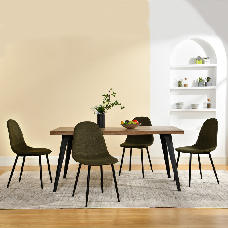 Creekmore Currin 5 Pieces Dining Table Set with Industrial Edge Design Dining Table and 4 Chairs Set for Kitchen Dining Room