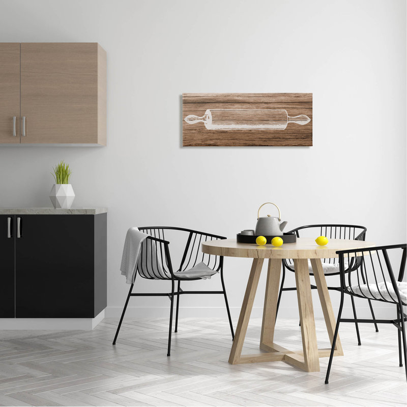 Rustic Brown Canvas Wall Art with Rolling Pin Design
