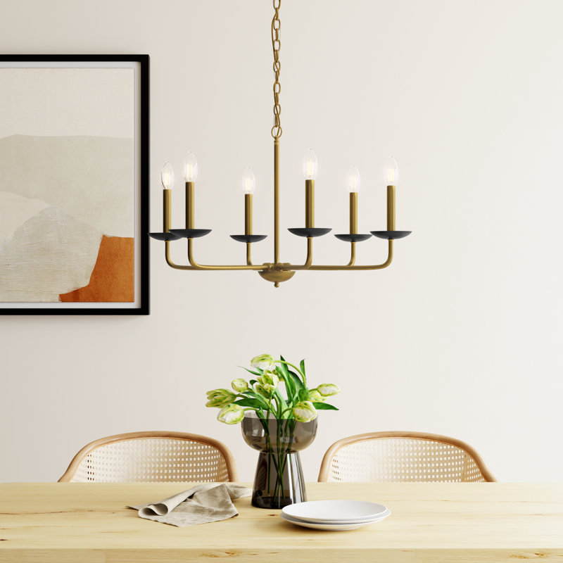 Baltray 6-Light Dimmable Steel Chandelier, 18.5" H x 30" W x 30" D, Black