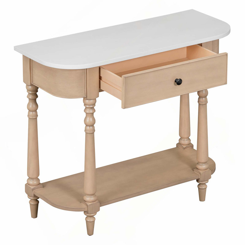 Console rétro en coin, Blanc / beige