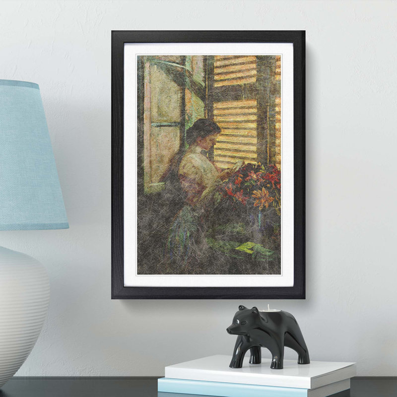 Happy Morning by Fujishima Takeji - Picture Frame Painting Print, Black Framed, 48cm H x 36cm W x 2cm D