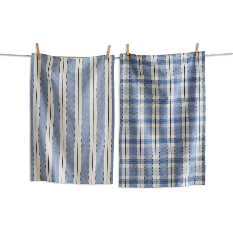 Torchon Stripe & Plaid, Bleu