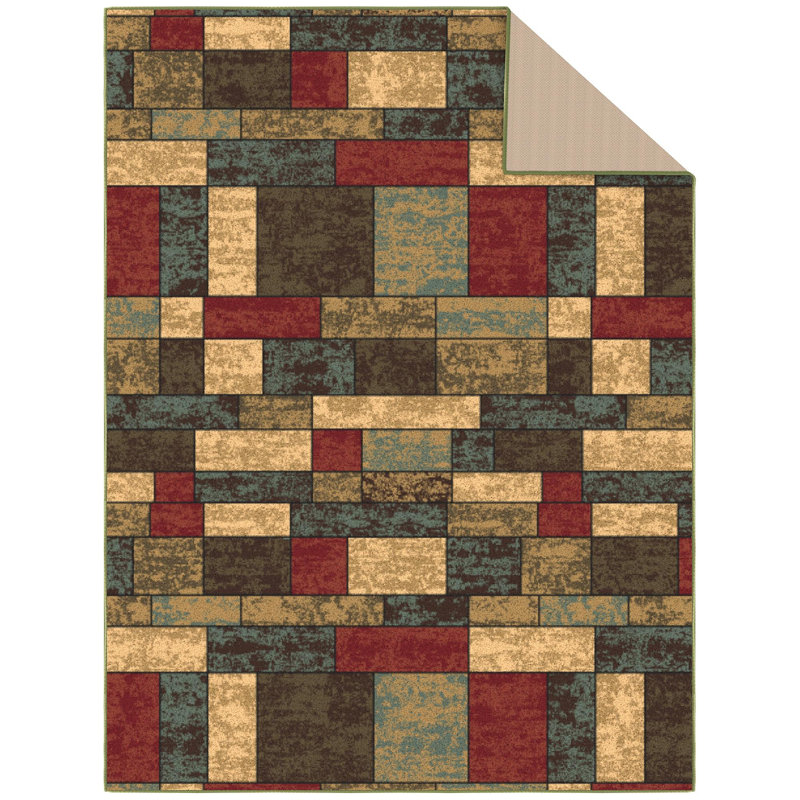 Multicolor Synthetic Non-Slip 5' x 6'6" Area Rug