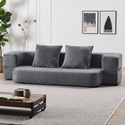 Canapé-lit pliant 74,8 po 2-en-1, canapé-lit convertible moelleux avec éponge haute élastique, canapé-lit sans assemblage requis pour les petits appartements, chambre d'amis, dortoir, conception sans cadre