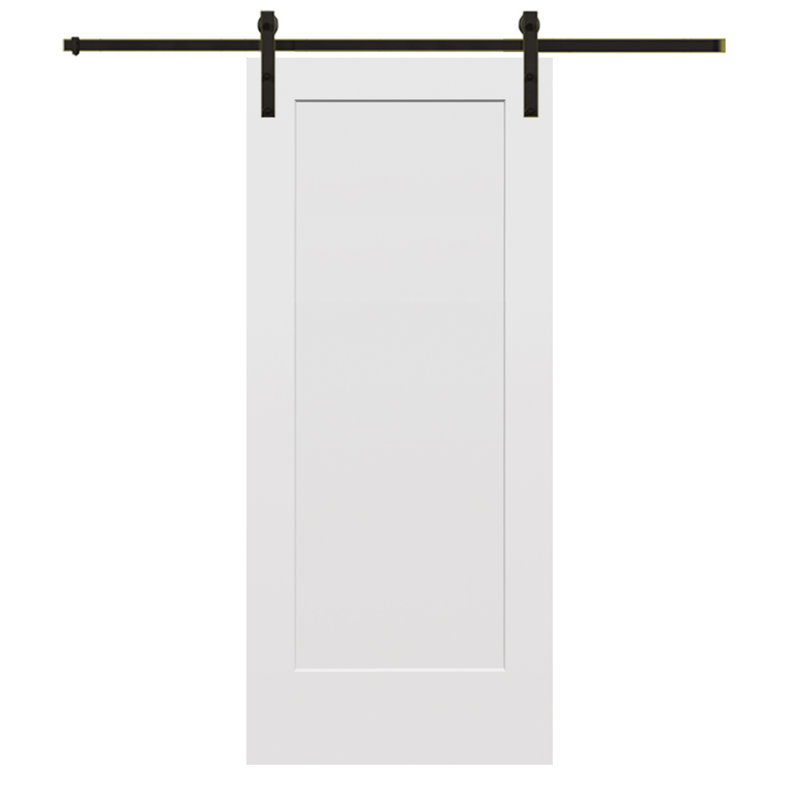 Porte de grange intérieure moulée en bois lambrissé avec trousse de quincaillerie d'installation, 30 po x 80 po, Bronze huilé
