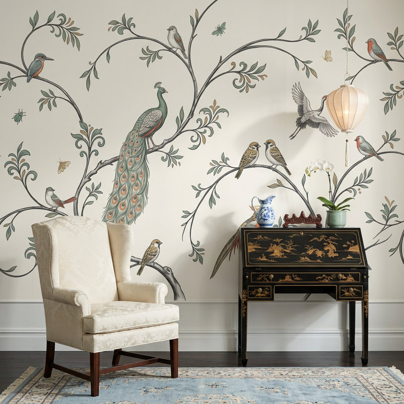 Décoration murale botanique amovible rétro, Non tissé, 120 po x 96 po