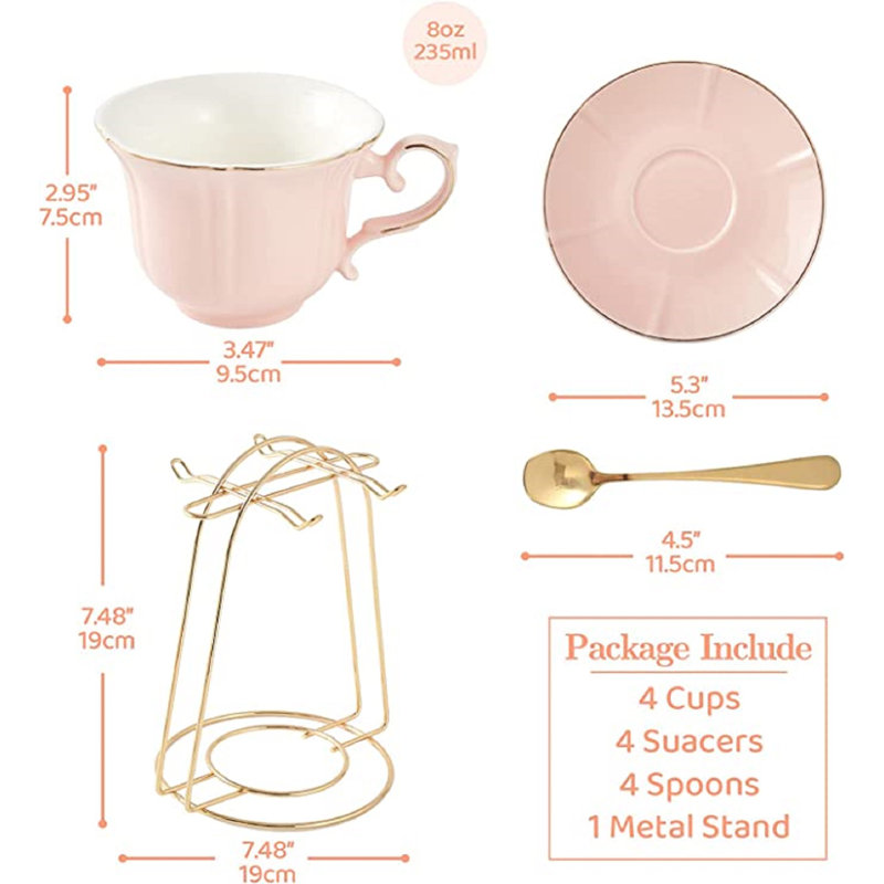 Tasse à café en porcelaine, Rose