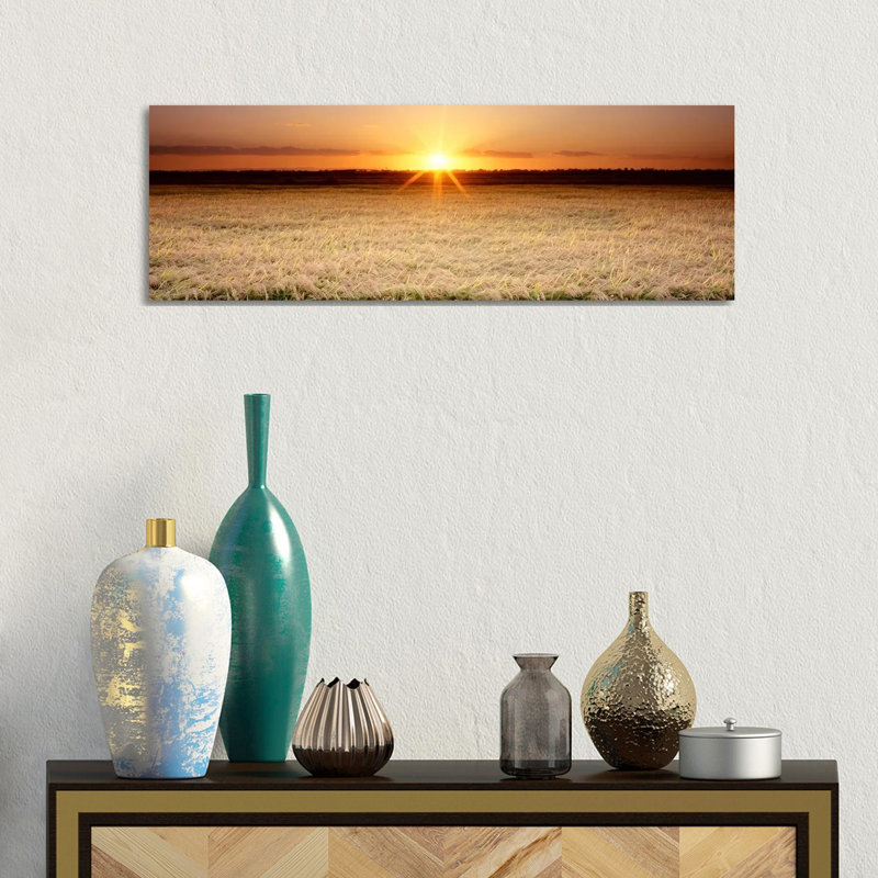 Rice Field, Sacramento Valley, California, USA 1 Piece Wrapped Canvas Panoramic Wall Art