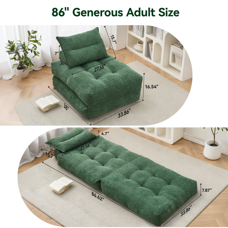 Boneless Folding Sofa Bed, Convertible Chair Bed For Adults Home Lounge And Gaming, Comfortable Stylish Design For Apartment Bedroom Living Room