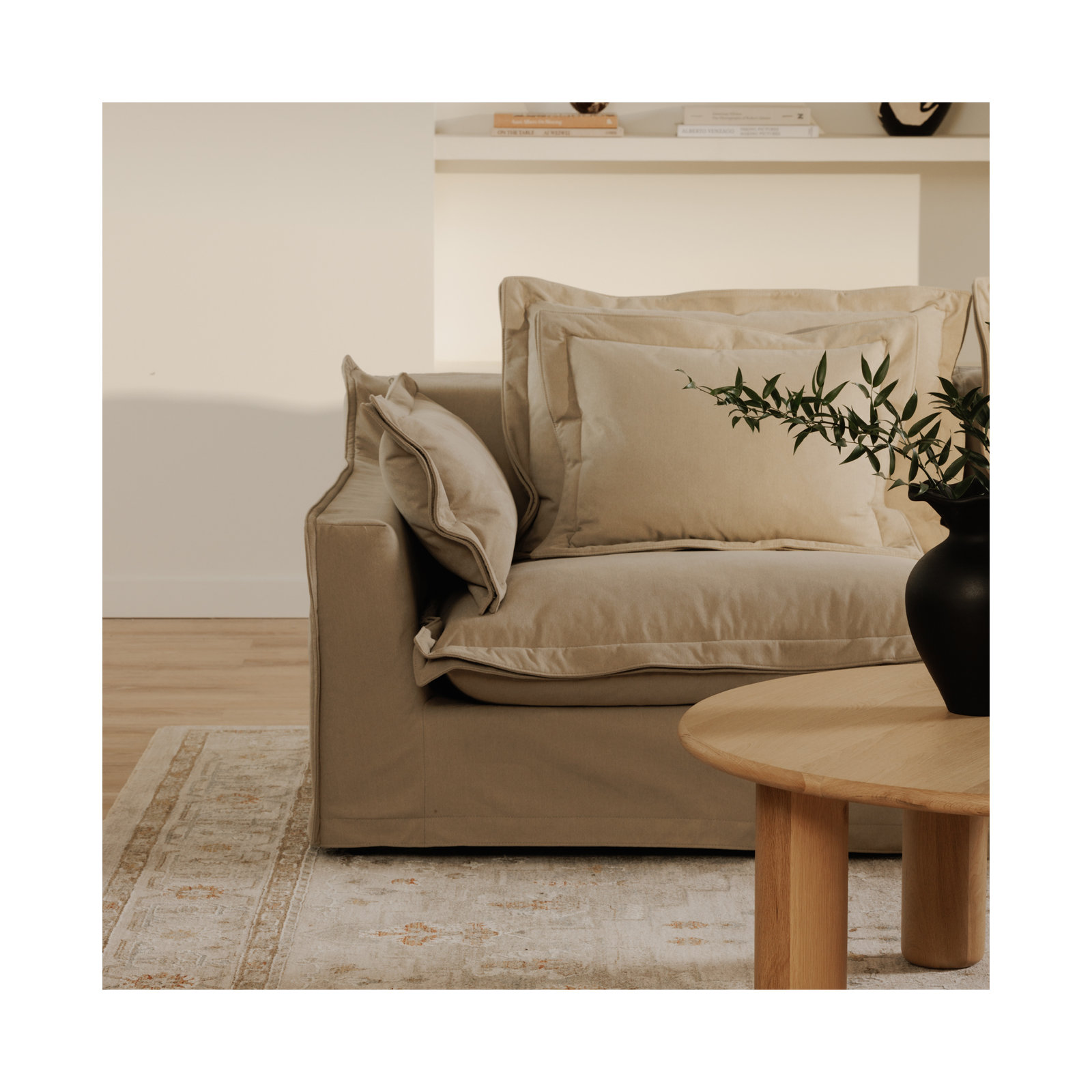 Daylen Upholstered Armless Chair, Sand Livesmart®