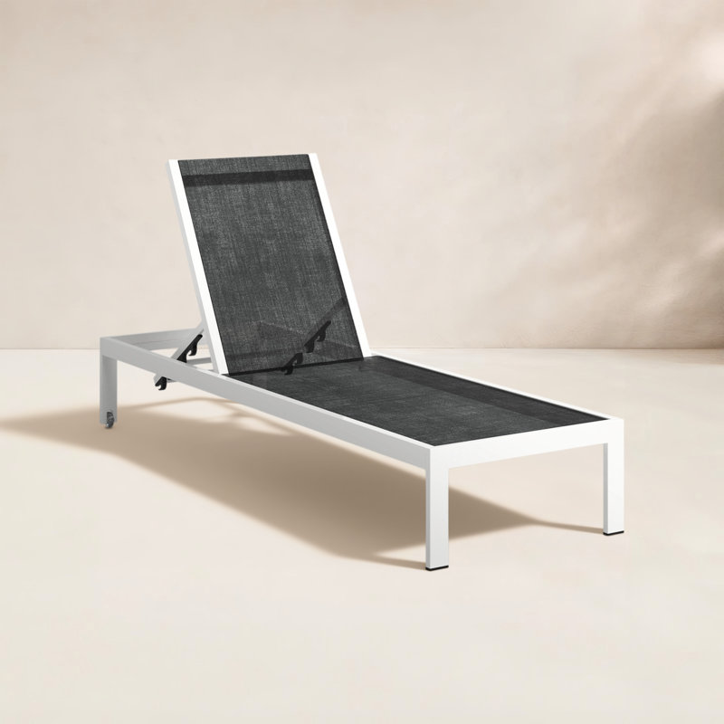 Aynura 76" Long Reclining Single Chaise, White/Black
