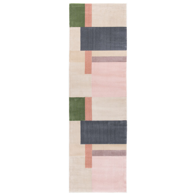 Aslin Geometric Ivory Area Rug, Runner 2'2" x 11'