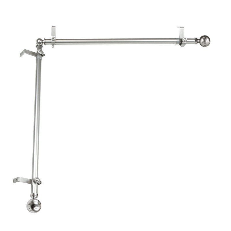Katharina Stainless Steel Adjustable 28'' to 48'' 0.81'' Single Curtain Rod, Satin Nickel, 2.5" H x 96" W x 2.3" D