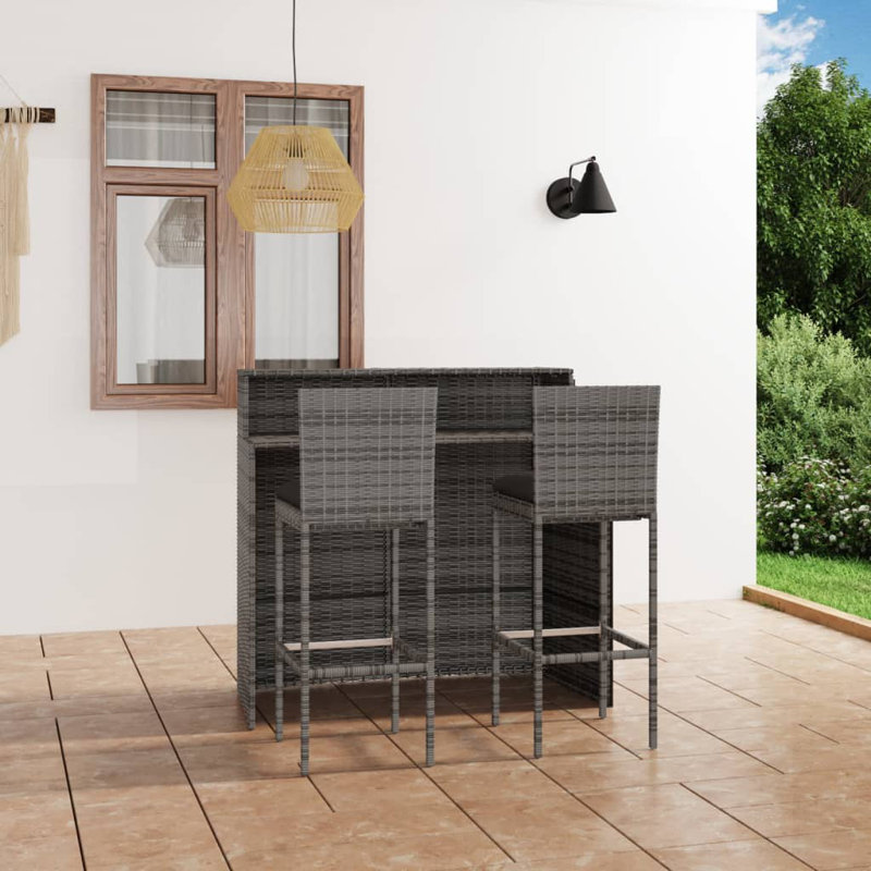 Esparto Specialty 2 - Person Bar Height Dining Set with Cushions, Black, 2