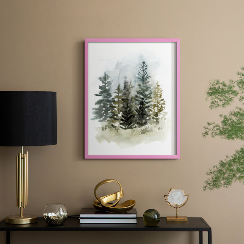Impression encadrée Washy Treeline II - bois massif, H 30 po x l 24 po, Rose