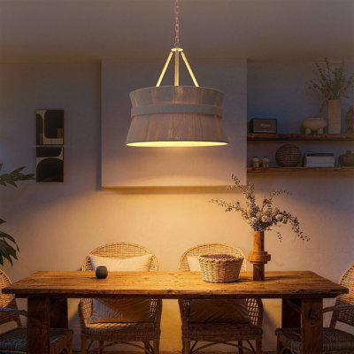 Luminaire suspendu bohème à 4 lumières 19,7 po en rotin tissé à la main Coastal Boho