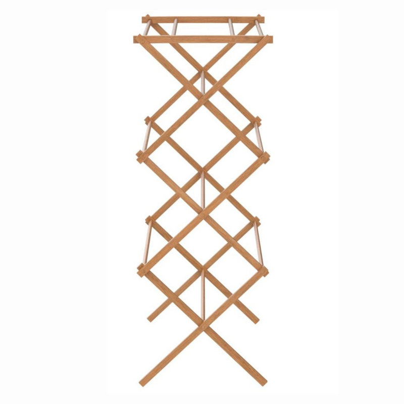 Collapsible Folding Bamboo Laundry Drying Rack for Drying Clothes