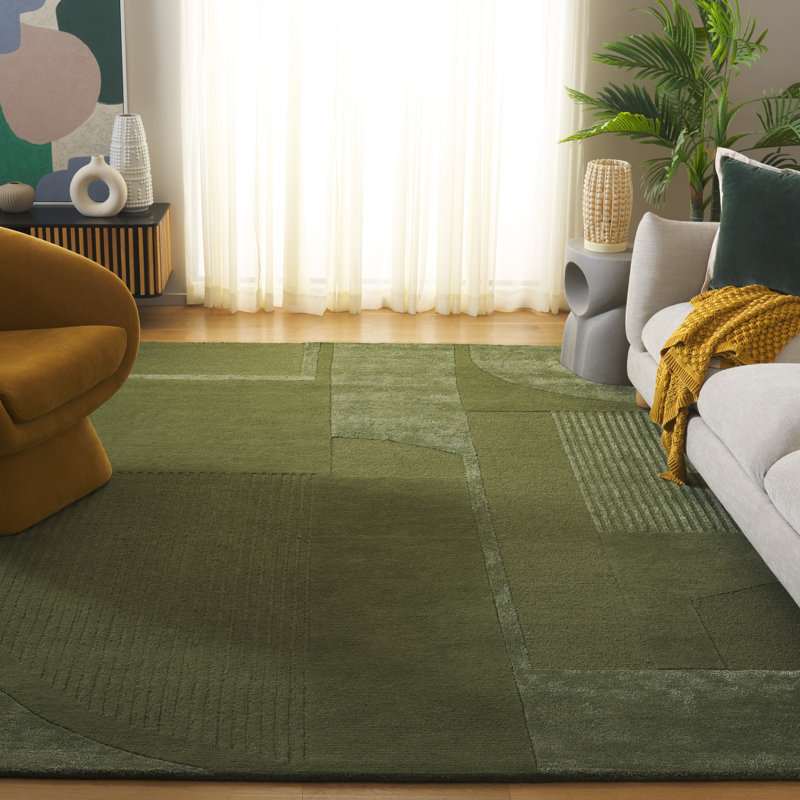 Mesmer Hand Tufted Wool, Viscose, Cotton Geometric Rug, Rectangle 4' x 6'
