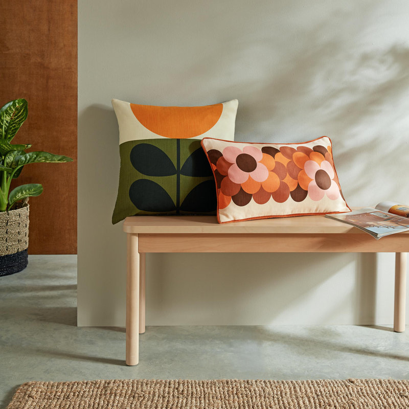 Retro Flower Stripe  Cushion, Canyon