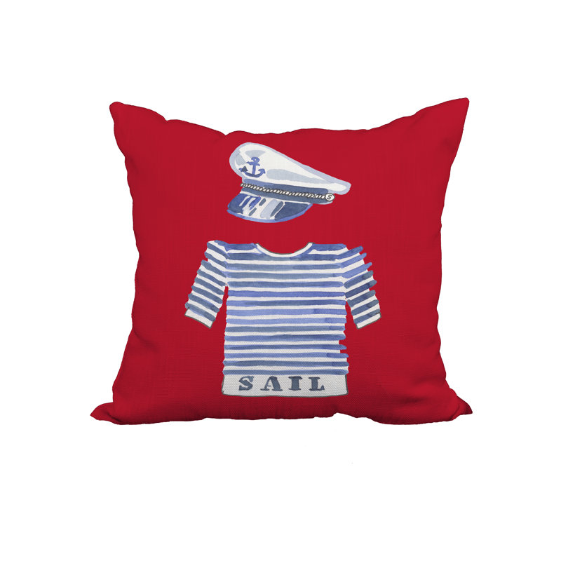  Housse et insert de coussin carré à imprimé capitaine Captain, 18 po x 18 po, Rouge