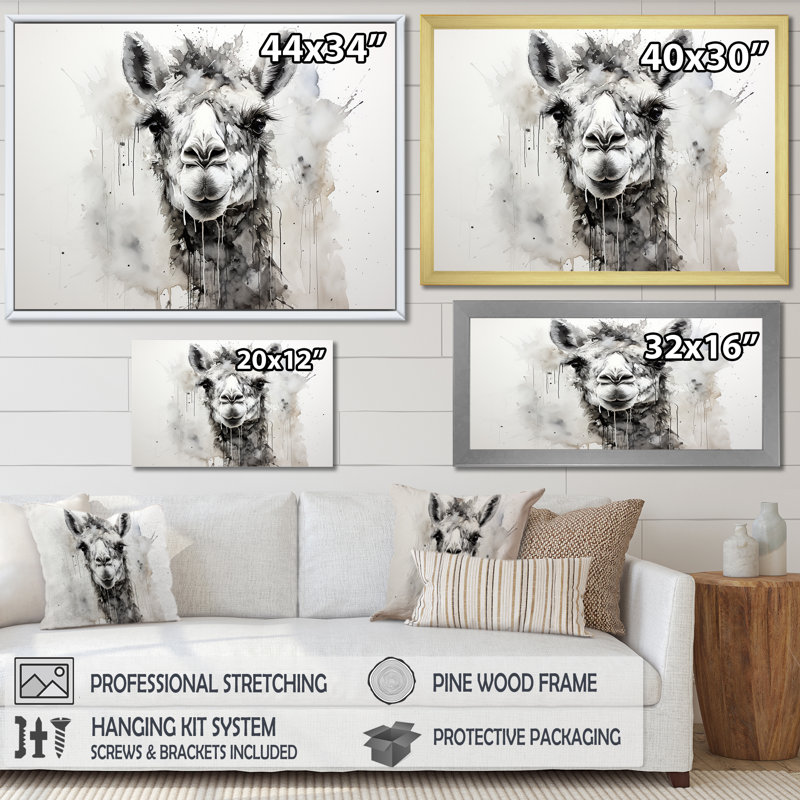 Minimalisme monochrome chameau I sur toile, Cadre simple blanc, H 24 po x l 32 po x P 1 po