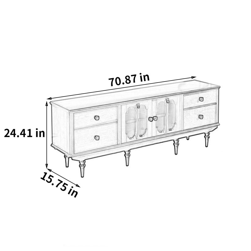 Meuble télé de luxe rétro français, 70.87"