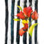 Fleurs sur rayures noires et blanches - reproduction encadrée-1831425944-1831425947-1831425924