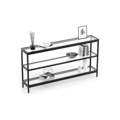 Evajoy 35" Console Table, 3 Tiers, Tempered Glass for Living Room, Foyer, Entryway, Bedroom, Hallway