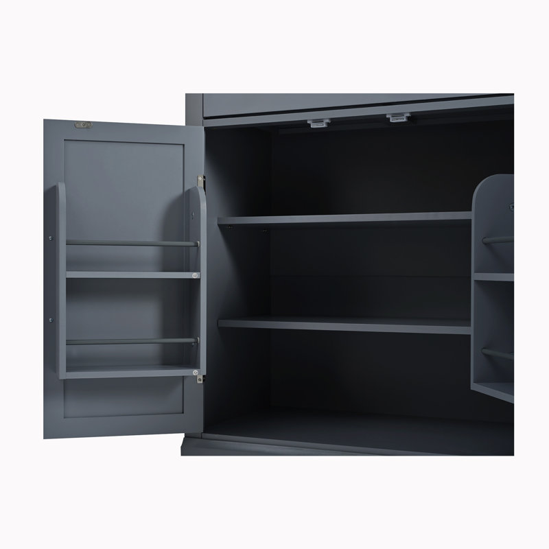 28.7"Wide Storage Cabinet with Drawer, 2 Adjustable Shelves and 2 Door Shelves for Dining, Kitchen, Gray, Black