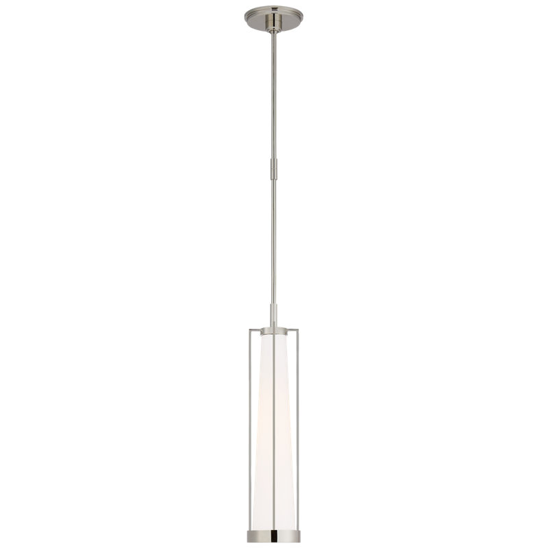 Thomas O'Brien Calix Tall Pendant, White, Polished Nickel