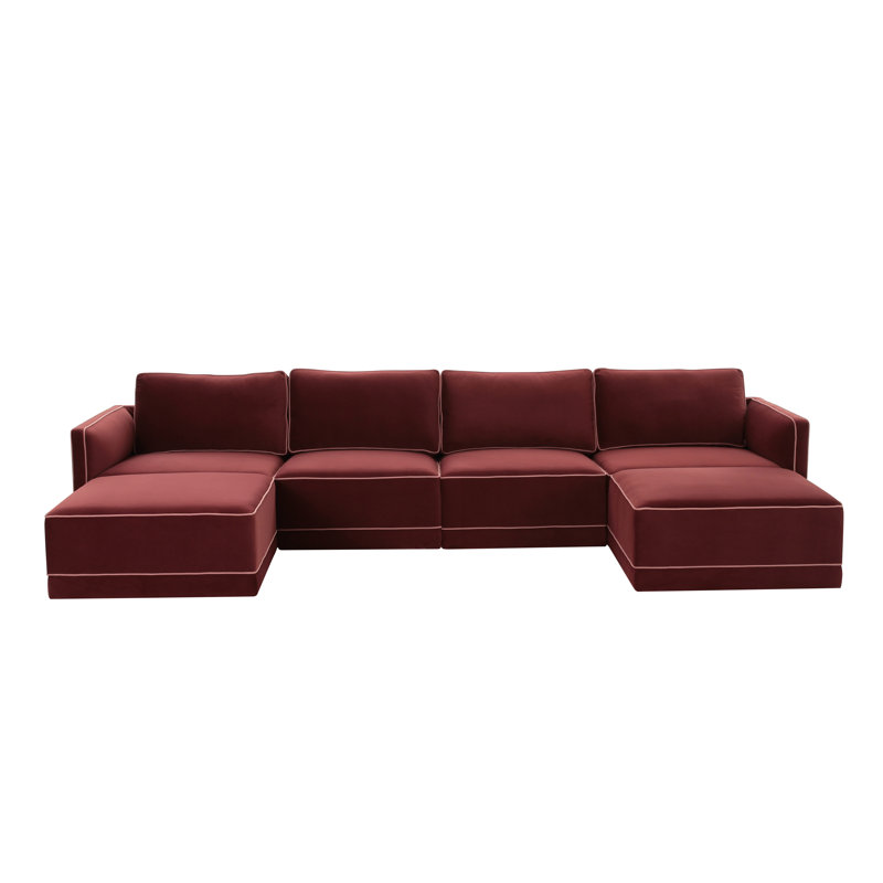Canapé modulaire Clairah, Velours rouge