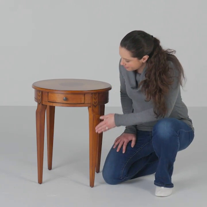 Amberwood Olive Ash Burl Round Solid Wood End Table with Storage
