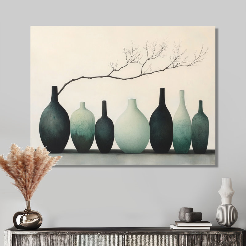 Rangée de navires turquoise - Nature morte - Décoration murale, impression sur métal, H 34 po x l 44 po