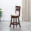 Tabouret de comptoir de 24 po avec finition cerisier et siège en tissu beige, dossier pivotant à lattes pour une expérience confortable en cerisier, tissu, utilisation quotidienne confortable-614138571-614138570
