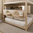 Full over Full Bunk Bed with Integrated Shelving, Color-Changing Lights and Pegboard, Beige-1626793499-1626793497
