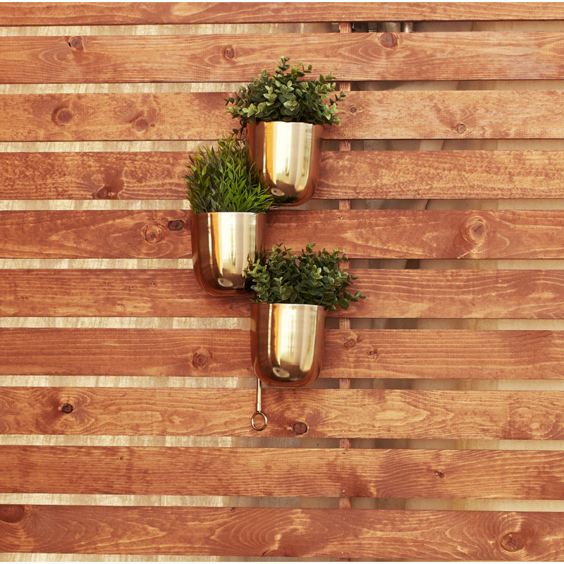 Gold Metal 3-Tier Indoor/Outdoor Hanging Wall Planter