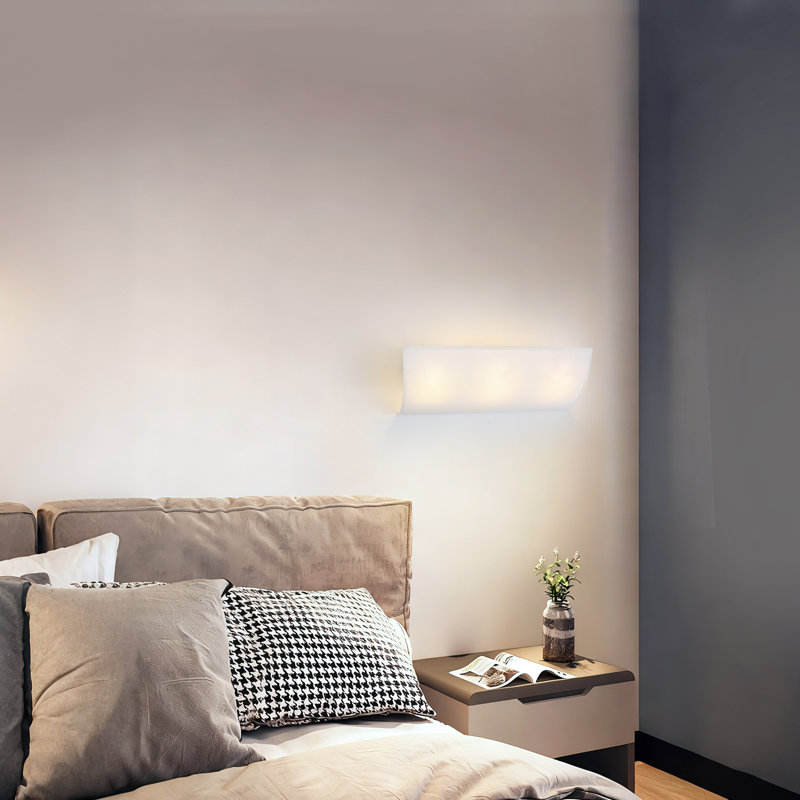 3-Light White Fabric Shade Wall Sconces, 3, 7.09" H x 19.69" W x 8.68" D