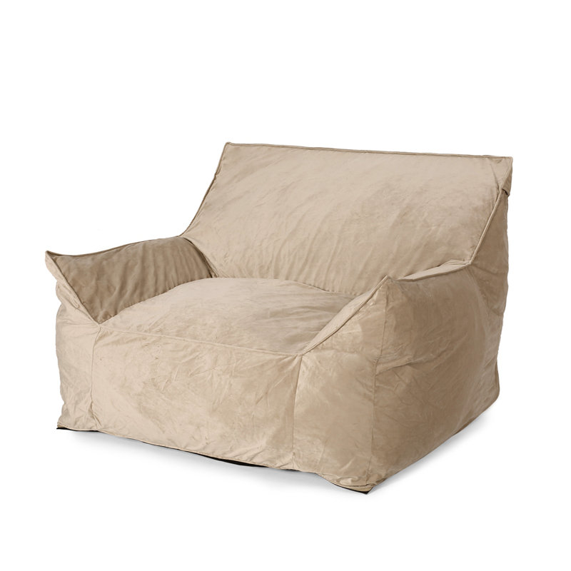 Fauteuil à billes avec accoudoirs, H 30,05 po x l 42,05 po x P 40,05 po, Velours taupe