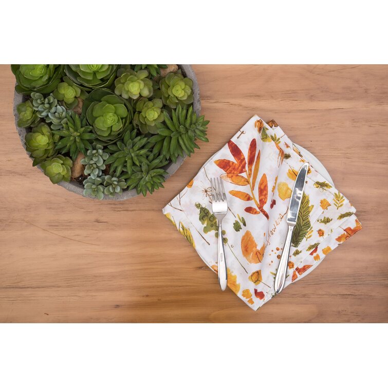 Watercolor Floral Cloth Napkins Set of 6, Washable Polyester Dinner Napkin,  20 X