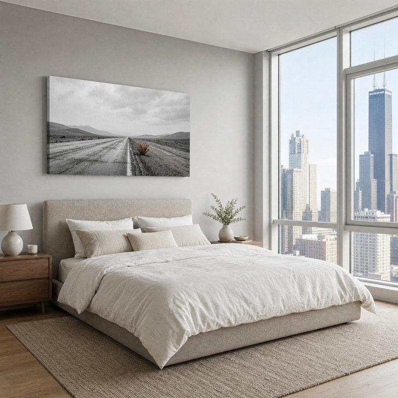 Art mural sur toile noir et blanc avec des fleurs orange, L 32 po x H 16 po