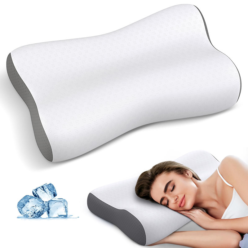 Cervical Neck Pillow - Contour Neck Pillows for Neck Pain Relief, Ergonomic Side Sleeper Pillow for Sleeping, Orthopedic Memory Foam Pillows for Back & Stomach Sleepers with Cooling Pillowcase