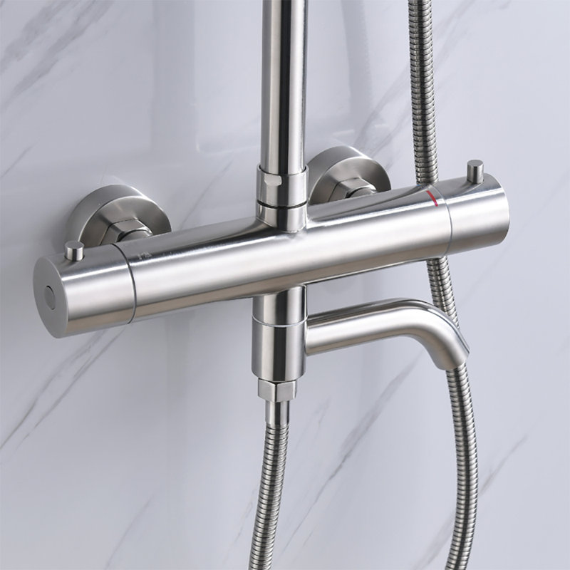 Thermostatic Complete Multi Function Dual Shower Head, Brushed Stainless Steel
